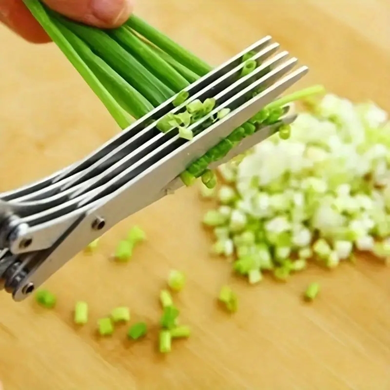 1pc kitchen multi functional stainless steel five layer green onion scissors vegetable chopped food scissors multi layer cooking scissors 4
