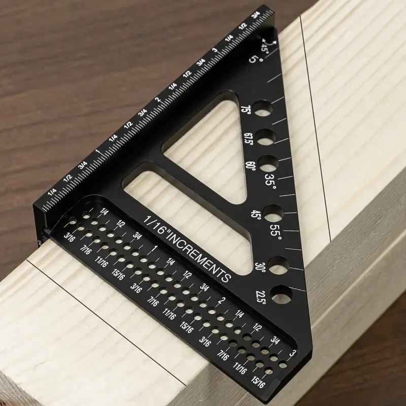 精密 45/90 度铝合金多角度测量尺 - 高准确性木工方弯度仪，带有清晰的刻度标记，耐用的金属结构，适用于工程师和木匠 5