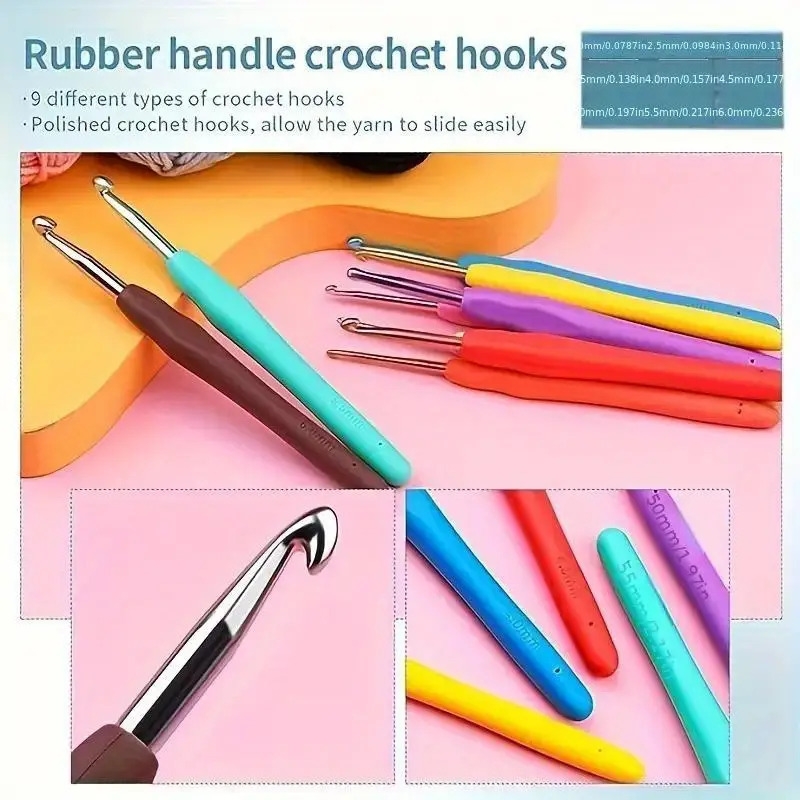 130 piece crochet kit with multicolor yarn fabric storage season essentials for knitting crafting accessories hooks scissors needles markers more 5