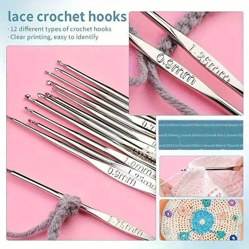 130 piece crochet kit with multicolor yarn fabric storage   season essentials for knitting crafting accessories   hooks scissors needles   markers more 6