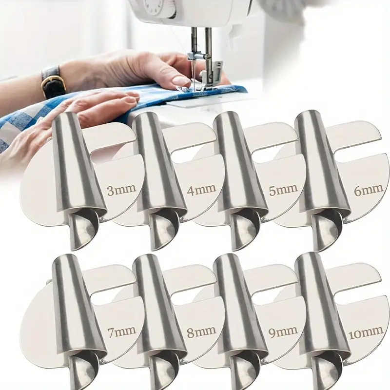 1pc 8pcs universal sewing rolled     set 8sizes wide rolled hem pressure   sewing machine presser     curved scroll     for household industrial sewing machines details 0