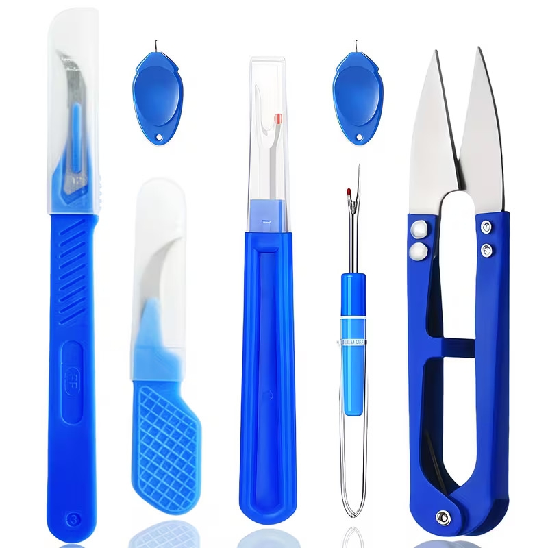 7件套缝纫工具套装，含拆线器、穿线器、拆缝剪刀，适用于去除缝线、缝纫手工diy工具 商品详情 1