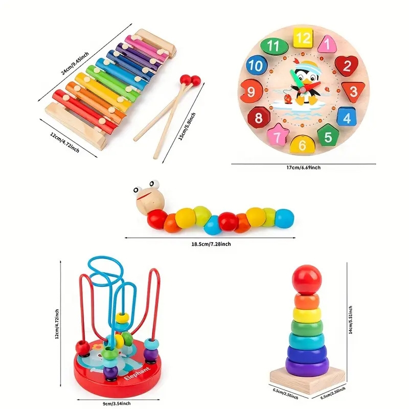 5 in 1 Montessori Nursery Wooden Eight Piano Set Gifts 1