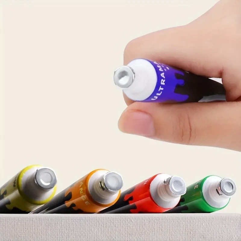 12 24 colors acrylic paint set portable waterproof sunscreen hand painted paint 12ml aluminum plastic tube for painting art supplies beginner art tools perfect for halloween decoration details 5