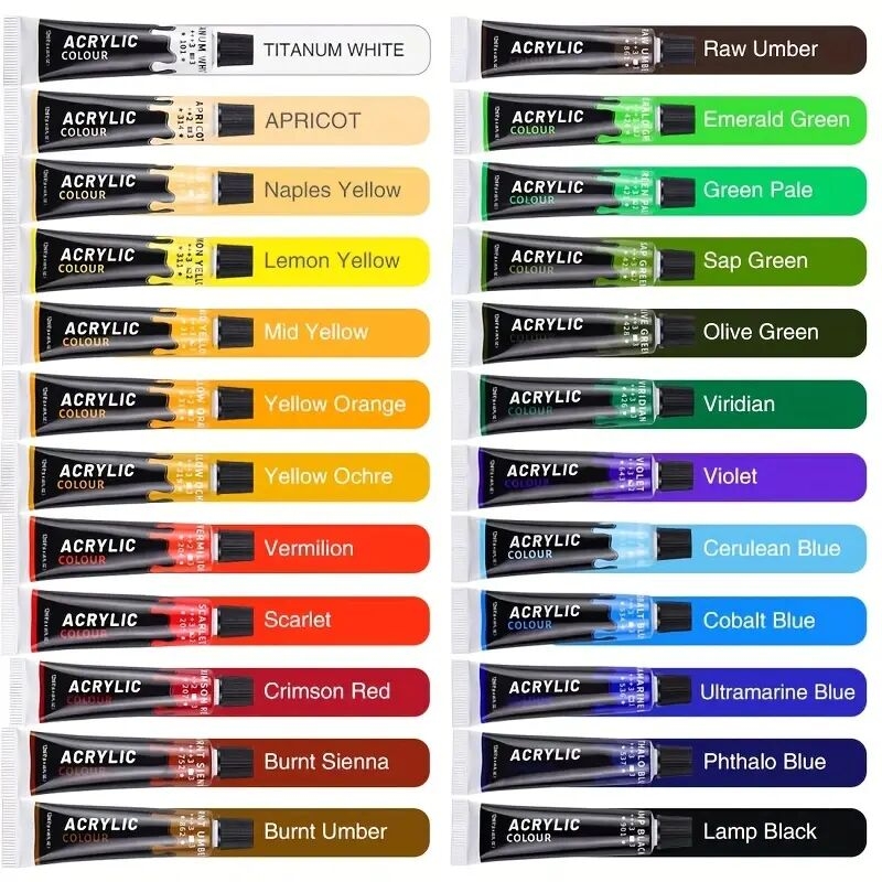 12 24 colors acrylic paint set portable waterproof sunscreen hand painted paint 12ml aluminum plastic tube for painting art supplies beginner art tools perfect for halloween decoration details 4