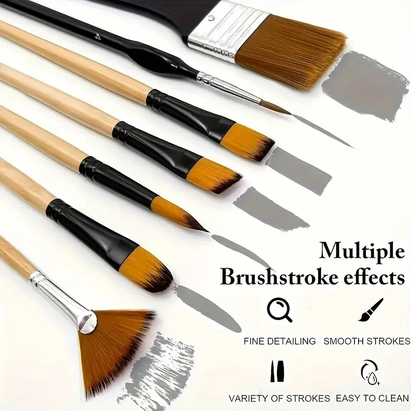 32pcs artist paint brush set with nylon bristles round     angled fine detail brushes for acrylic oil watercolor painting ideal for artists beginners details 0