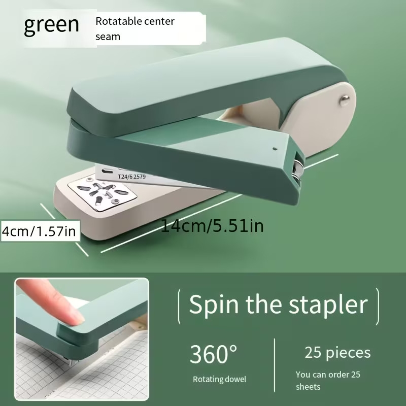 便携式办公必需品，一台360度旋转的订书机，机械式桌面订书机，折叠设计，abs塑料，扁平冠形，省力多功能 商品详情 1