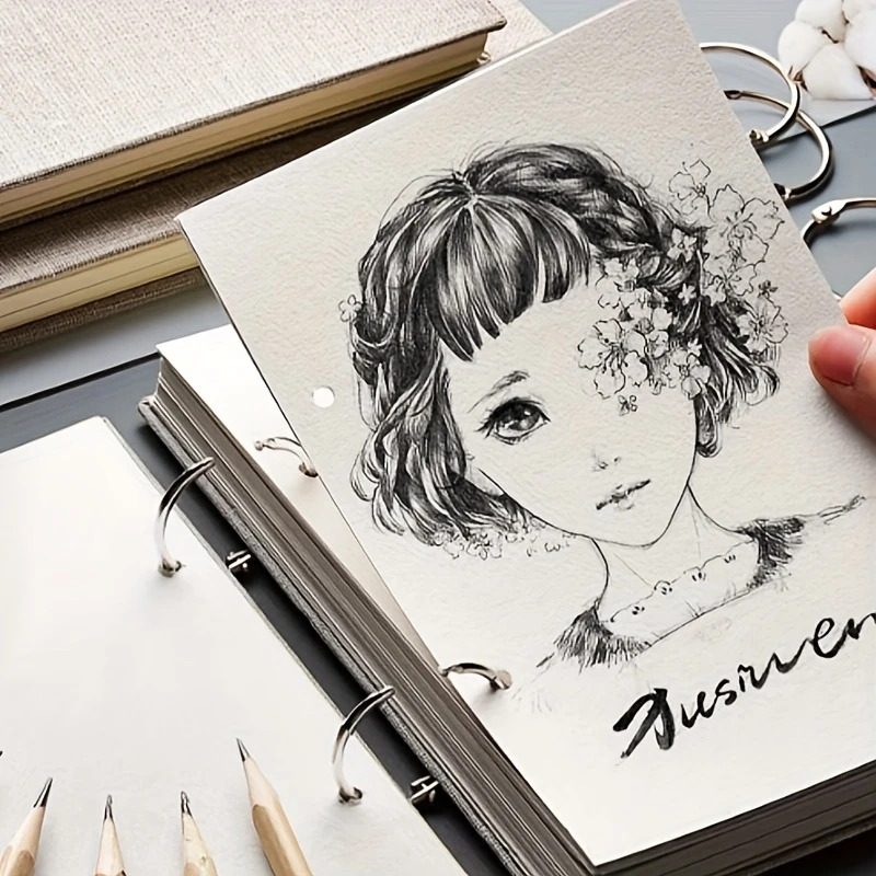 linen sketchbook with coil binding artistic drawing journal for adults details 0