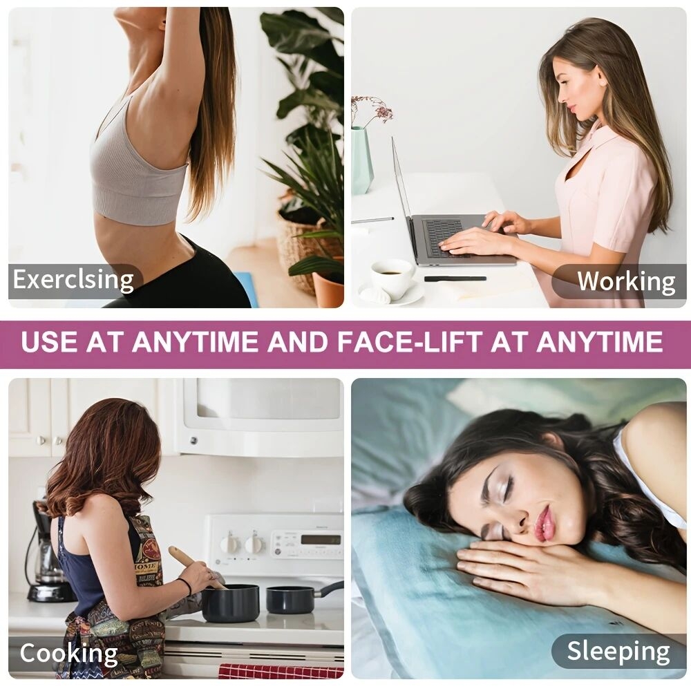 可重复使用的v型面部塑形带 - 紫色石墨烯面部提升带，用于减少双下巴和防止松弛 详情 4