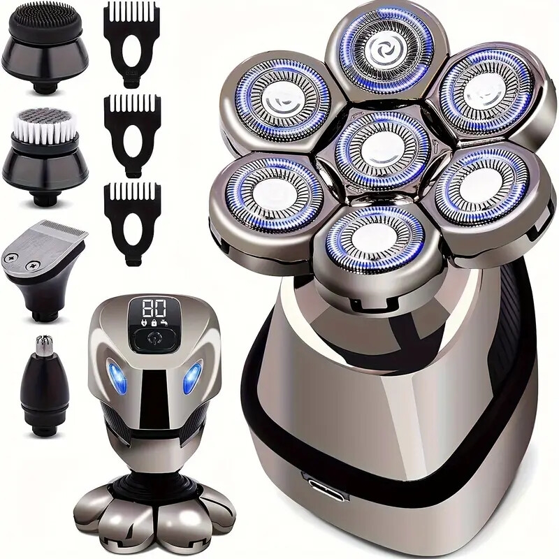 5 in 1 rechargeable electric head shaver for men wet dry bald head grooming kit details 0