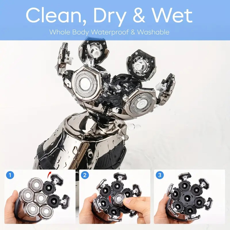 usb 7d head shaver for bald men anti pinch electric razor for men 5 in 1 mens grooming kit with nose hair trimmer beard trimmer for men rechargeable electric shaver holiday gift for men fathers day gift fathers day gift 6