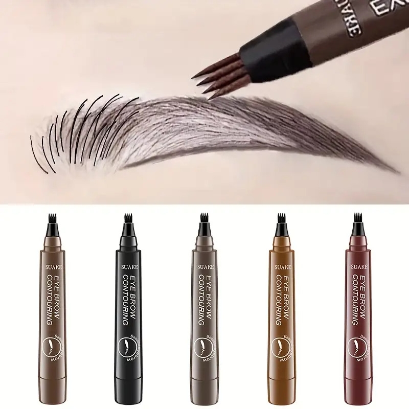 waterproof eyebrow pen microblading eyebrow pencil with 4 split head natural looking brows makeup 5 colors details 1