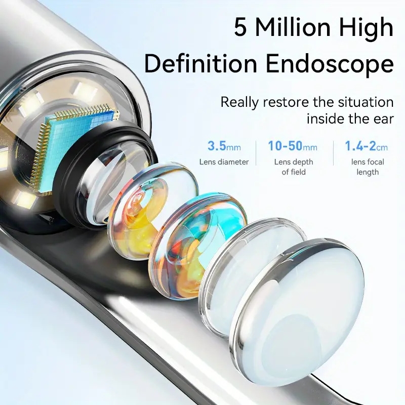 6合1无线耳垢清理套装带摄像头和灯光，6件硅胶配件，适用于ios和安卓 - 家庭轻松安全清洁耳部 详情 3