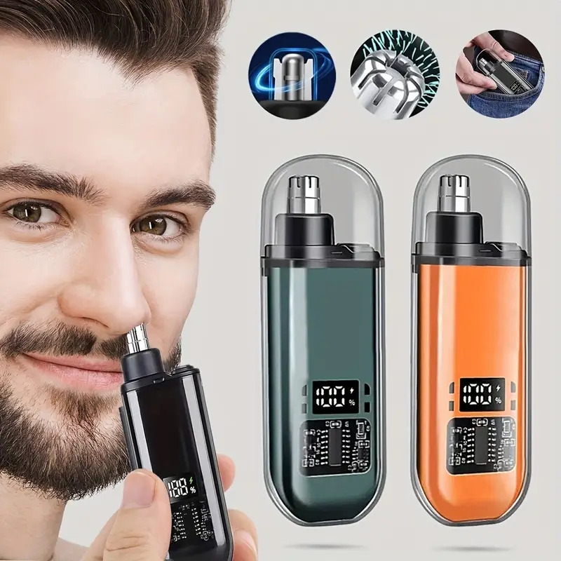usb rechargeable nose and ear hair trimmer for men portable electric nasal hair clippers with 150mah lithium battery mini   fast charging via computer car usb interface suitable   14 plastic material details 0