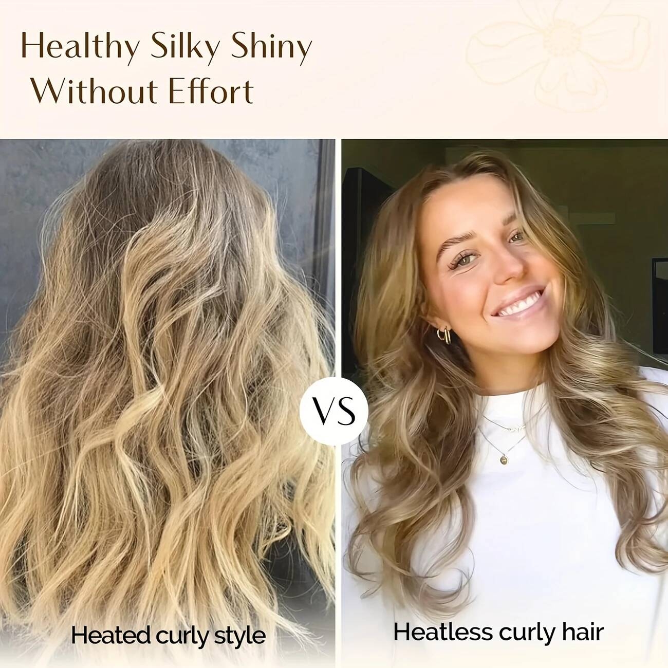   5件套无热卷发器&豪华缎面睡帽 | 春夏季防毛躁海浪，适合所有发型的夜间护理卷发套装 | 高级母亲节礼盒含丝绒直发棒及配饰 详情 2