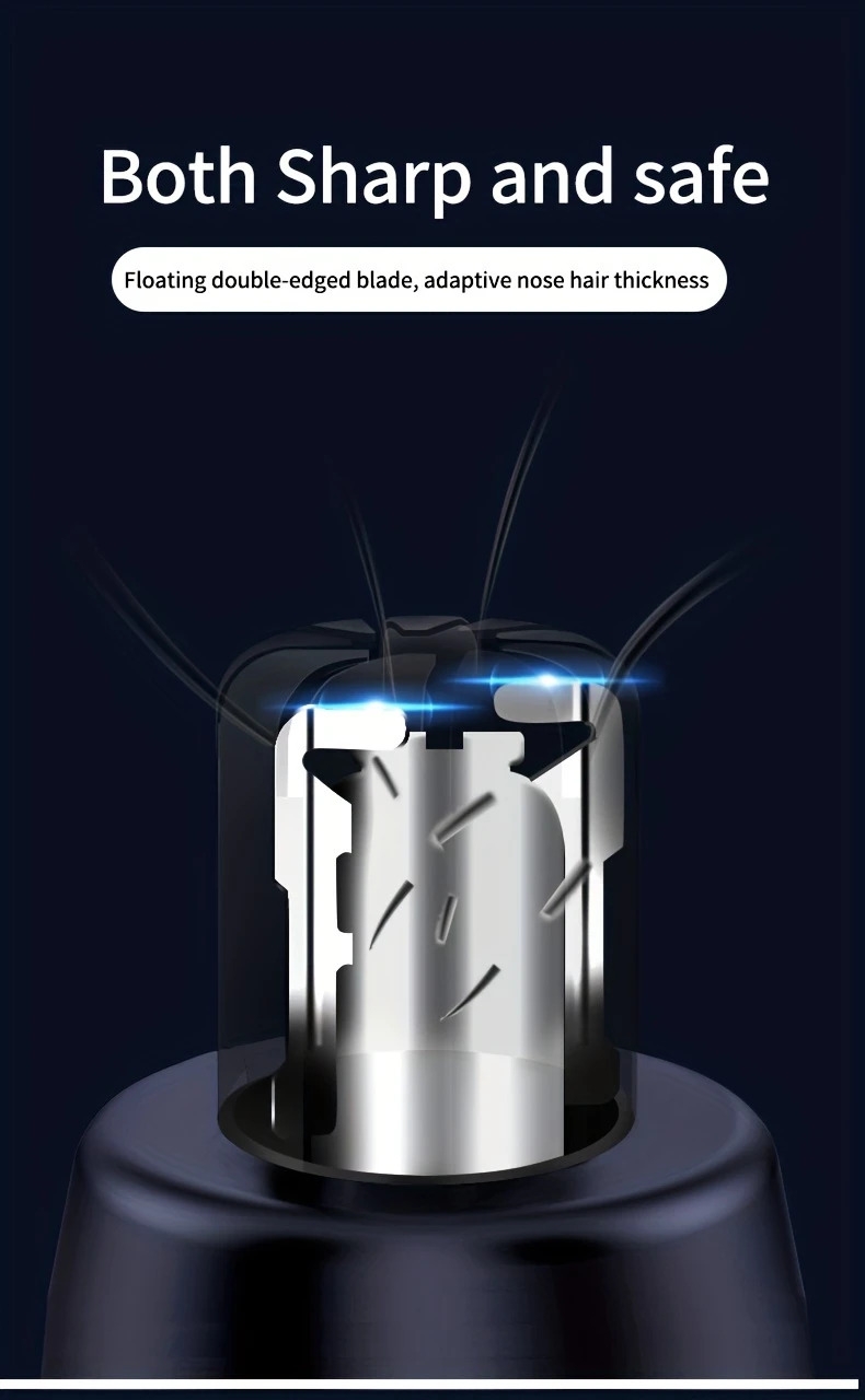 带有数位显示器的 usb 充电式鼻毛和耳毛修剪器 - 无痛、静音操作，适合男士和女士，不锈钢头，手提式，无线充电，鼻毛去除 详情 4