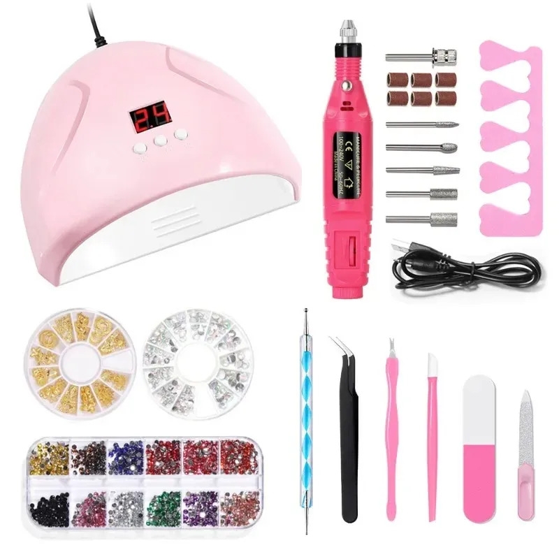 Electric Manicure Pedicure Set: Complete Nail Care System with Phototherapy Lamp and Nail Polishing Tool Kit for Enhanced Nail Beauty
