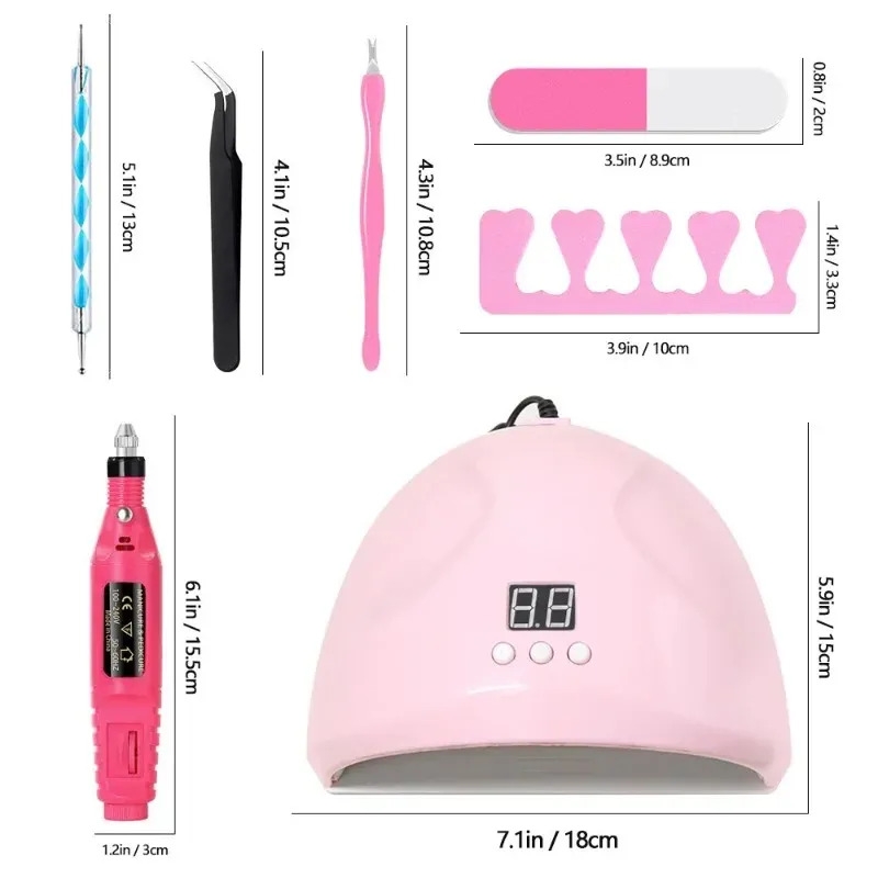 Electric Manicure Pedicure Set: Complete Nail Care System with Phototherapy Lamp and Nail Polishing Tool Kit for Enhanced Nail Beauty