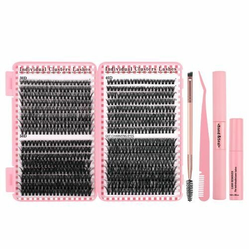 product_image_name-Homarom-DIY Eyelash Extension Single Cluster False Lashes Kit 480 Lash Clusters D Curl 9-16mm Thicken-6