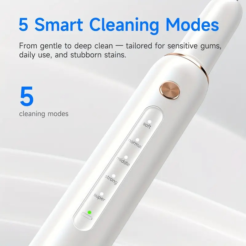 CURVY MOON 电动牙齿清洁器，带 5 种模式，USB 可充电，3 个金属附件和 2 个可更换刷头 - 高级牙垢清除，口腔健康和清新呼吸，父亲节和母亲节的理想礼物，口腔卫生工具，时尚设计，耐用结构