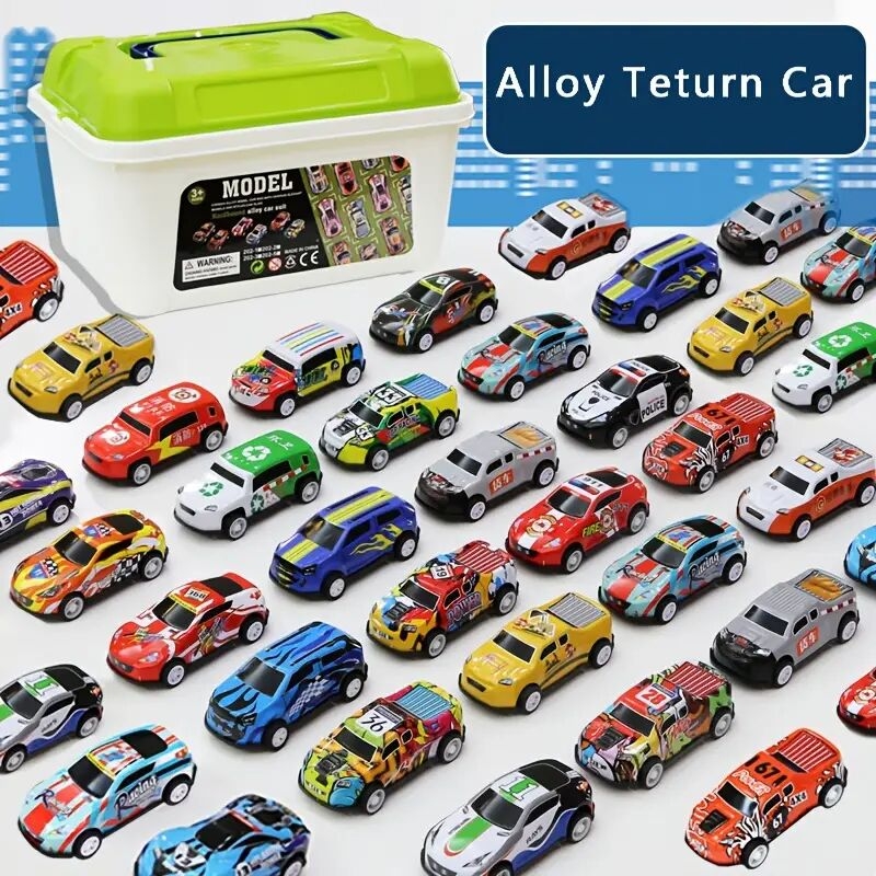 set of 30 mini toy cars with a storage bucket details 0