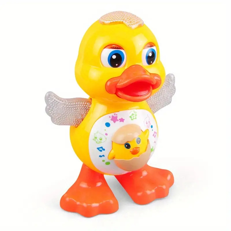 interactive dancing duck toy with music dynamic lights and eye blinking effects educational cartoon animal toy   plastic construction with battery not included for toddlers 0 3 years ideal for halloween and christmas gifts 4