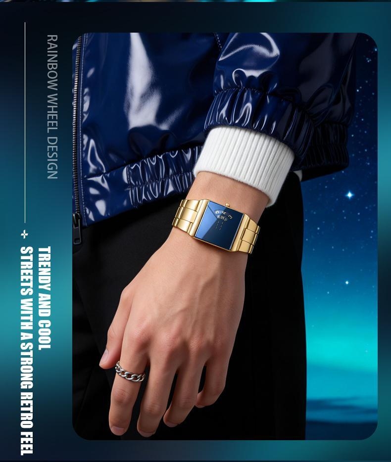 【TikTokShopStockUp】 Racing Sports Watch, Luxury Men's Racing Sports Watch, Iridescent Mirror Design, Stainless Steel Material, Casual & Business Style, Perfect Gift for Him, Fashionable Wristwatch with Time Display