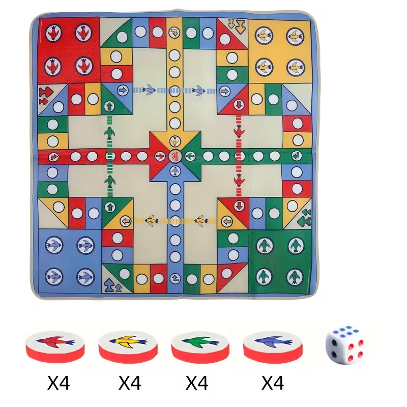 豪华地毯式飞行棋套装,大棋垫+16个棋子+骰子,折叠便携多功能设计,飞行跳棋,适合家庭娱乐、派对游戏、节日礼品等 商品详情 3
