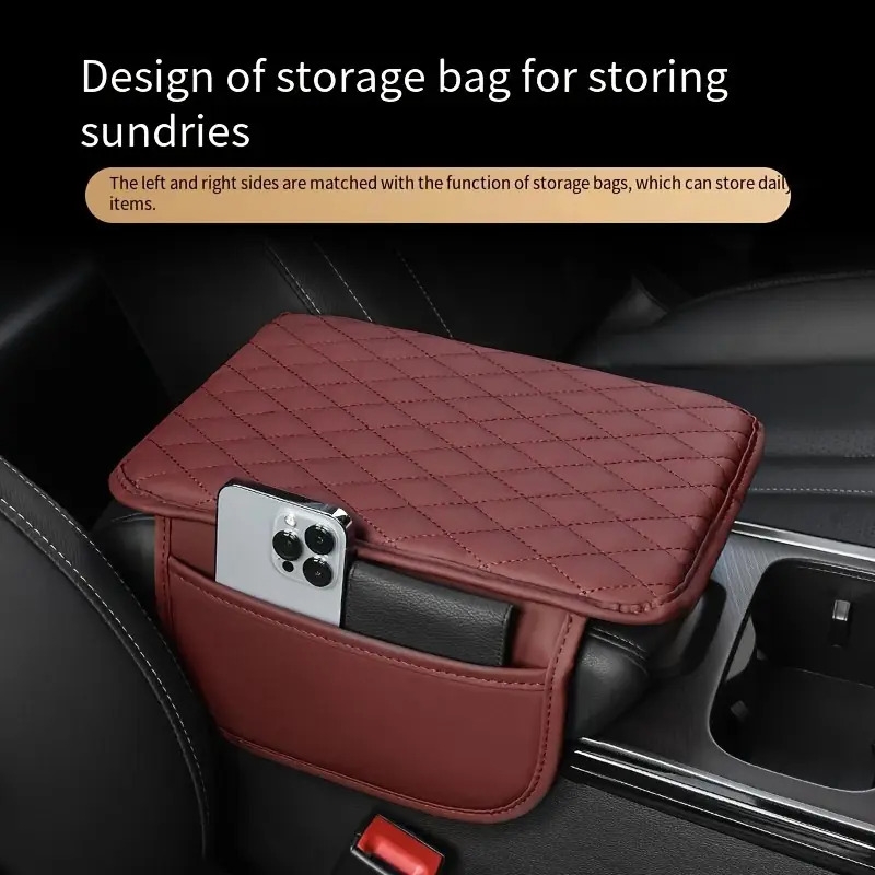 1pc car armrest box heightening pad with side storage bag car armrest box lengthening widening pad universal for four seasons details 2