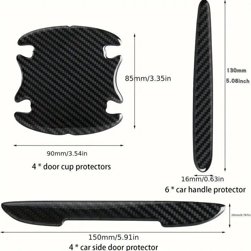 14pcs car door handle cup scratch protector carbon fiber 3d anti scratch protective films car door bowl door side paint stickers universal details 0