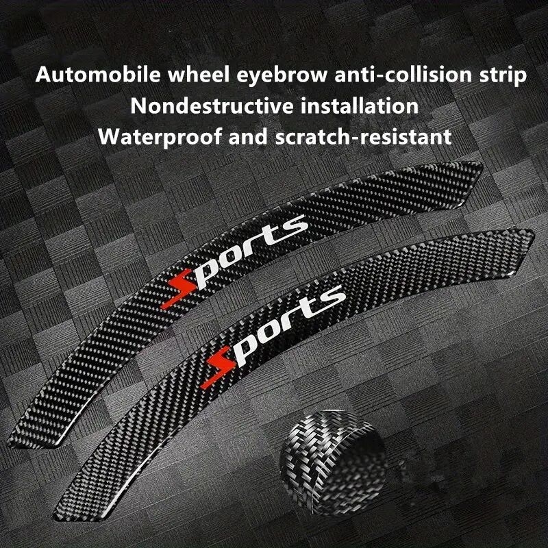 new car wheel eyebrow anti collision strip modified carbon fiber front and rear wheel eyebrow stickers to cover scratches decorative stickers details 0
