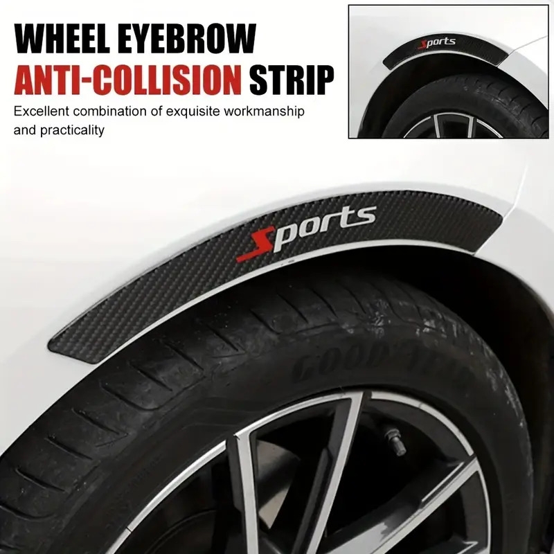 wheel eyebrow anti collision strip decorative stickers universal modified carbon fiber decorative strips anti scratch strips car outline stickers 3