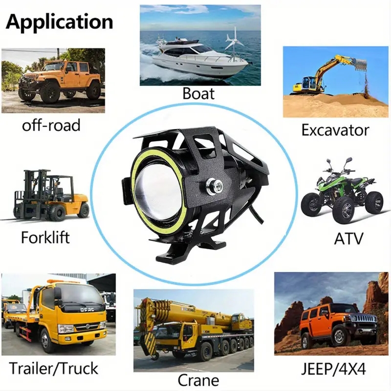 1 piece led motorcycle headlight auxiliary headlight angel eye mini u7 driving light fog light driving light waterproof super bright details 5