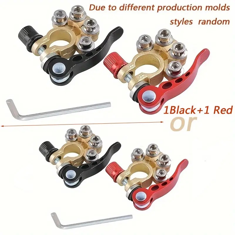 2pcs brass car battery terminal connectors car battery terminal 4 way quick release disconnect heavy duty car marine top post clamps for cars trucks black red 8