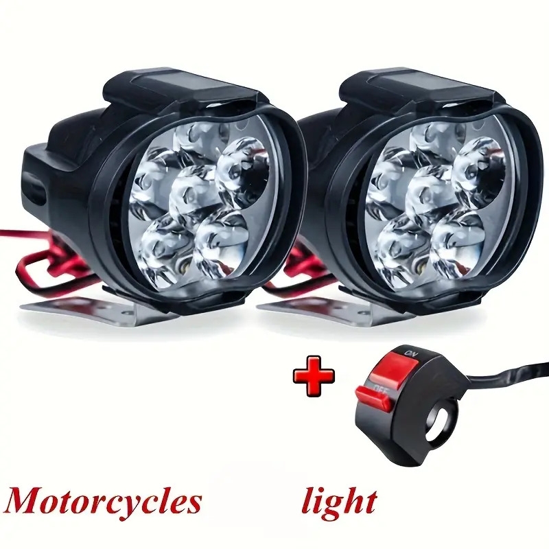 2pcs motorcycle lights 6led high bright car lights brightness auxiliary lights with switch accessories 0