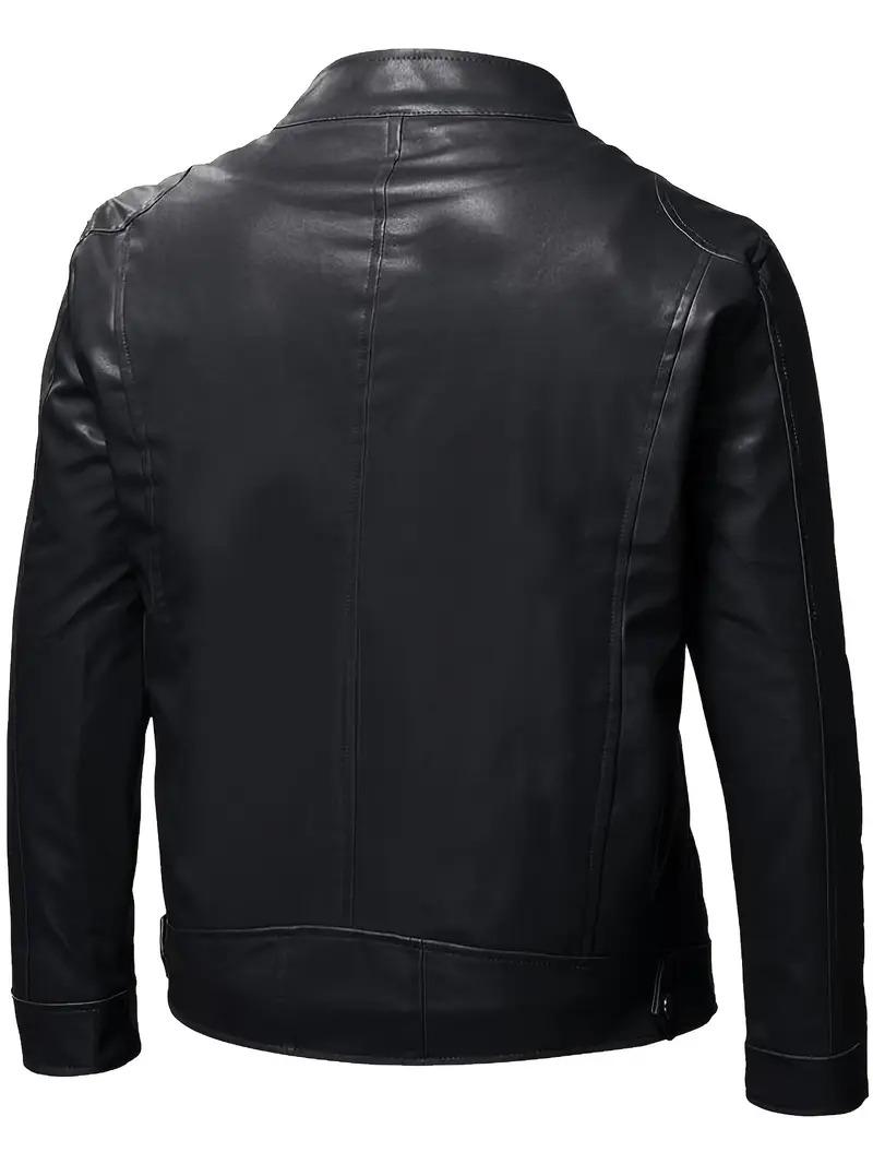 mens pu leather biker jacket for   black 1