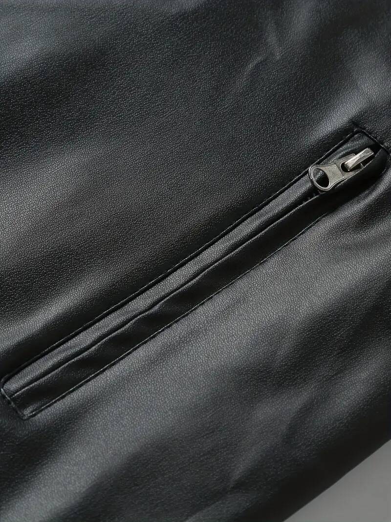 mens pu leather biker jacket for   black 6