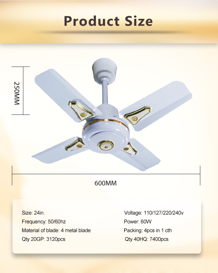 24 Inch 600 mm Orient Short Blade Ceiling Fan to Nigeria Ghana