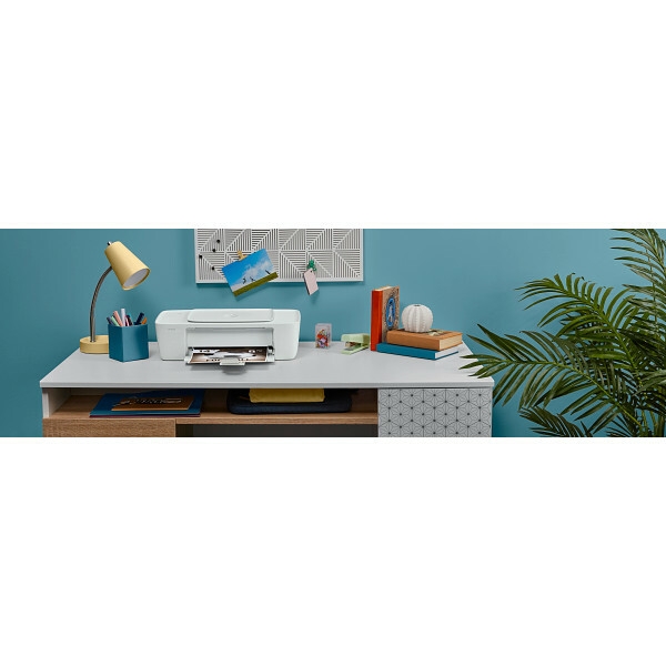 HP DeskJet 1200 Series OOV White home office with Blue background, front facing