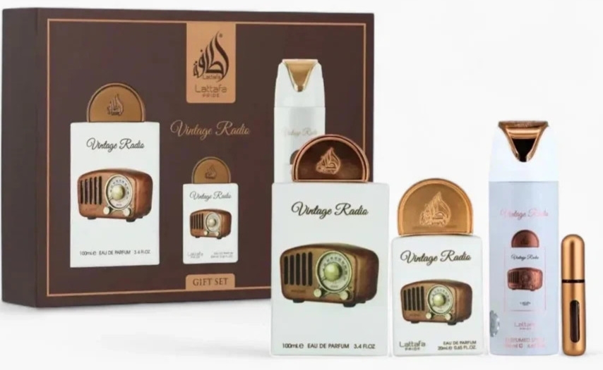 Lattafa Pride Vintage Radio 3 PC Gift Set 3.4 Oz Spray Mini Spray & Body Spray | eBay