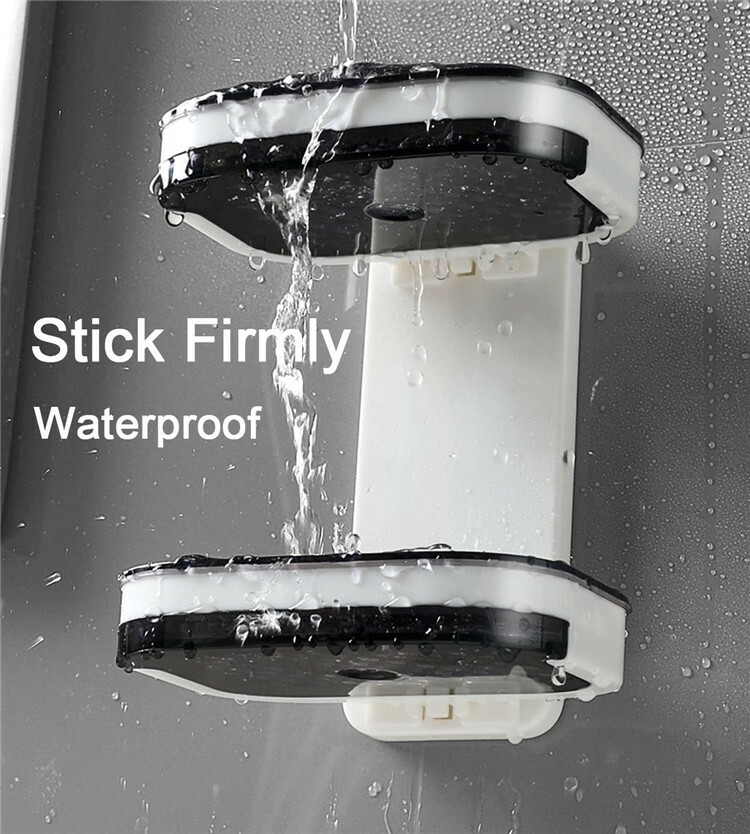 Adhesive Soap Saver Box Case Wall Mounted Bar Soap Holder Double Layer Soap Dish with Draining Tray