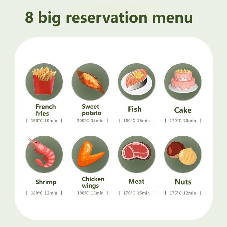 Viewing Window Nonstick Basket sliver crest 7 in 1 8L Air Cooker Fryer Kitchen Appliances Hot Air Fryer digital