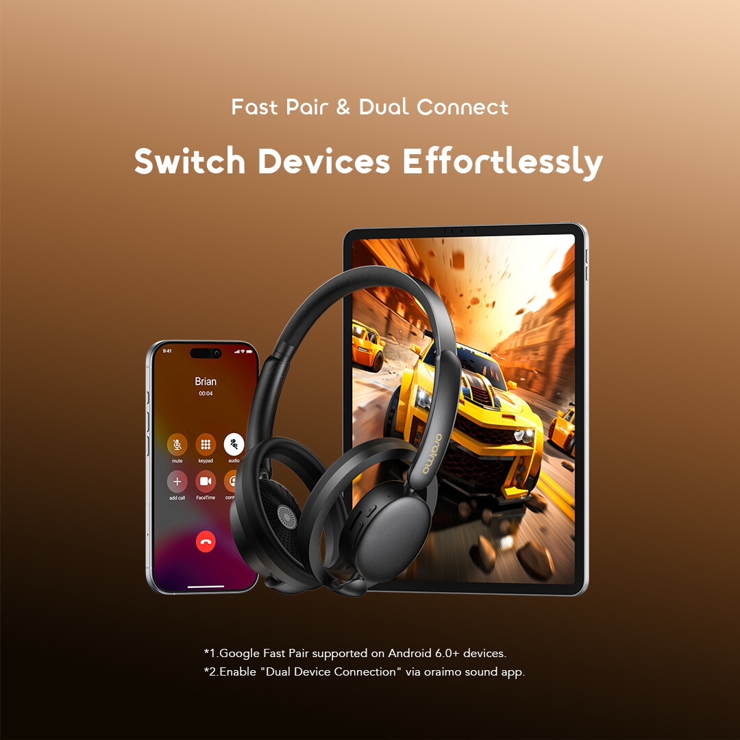 oraimo Open-Ear Wireless Headphones OpenLoop OPN-670N 07 Fast Pair & Dual Connect Switch Devices Effortlessly