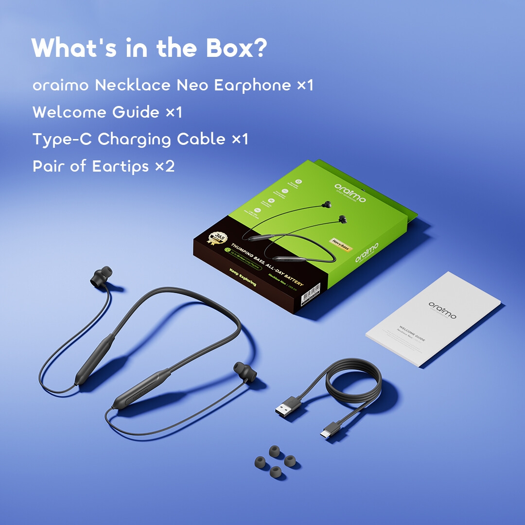 oraimo Earphone Necklace Neo OEB-310 11 What's in the Box?