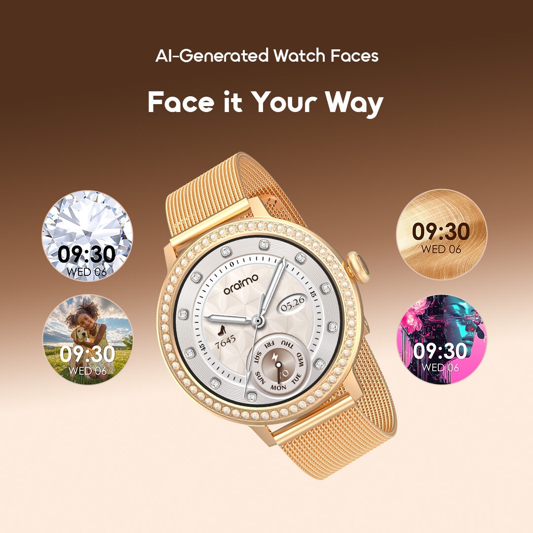 oraimo Smart Watch Watch Muse 2 OSW-833N 10 AI-Generated Watch Faces Face it Your Way