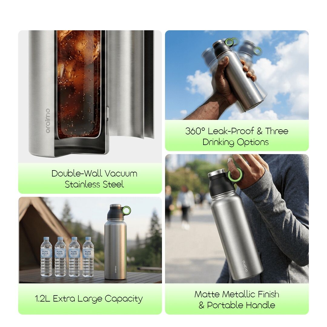 oraimo Insulated Water Bottle MegaDrink 1200 OHDW-003 02 features