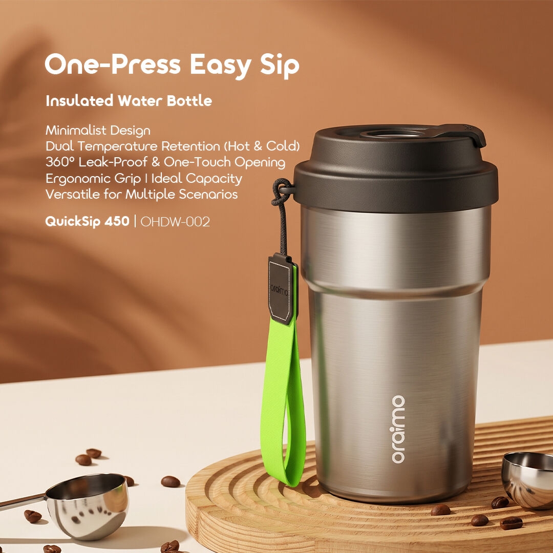 oraimo Insulated Water Bottle QuickSip 620 OHDW-001 01 One-Press Easy Sip