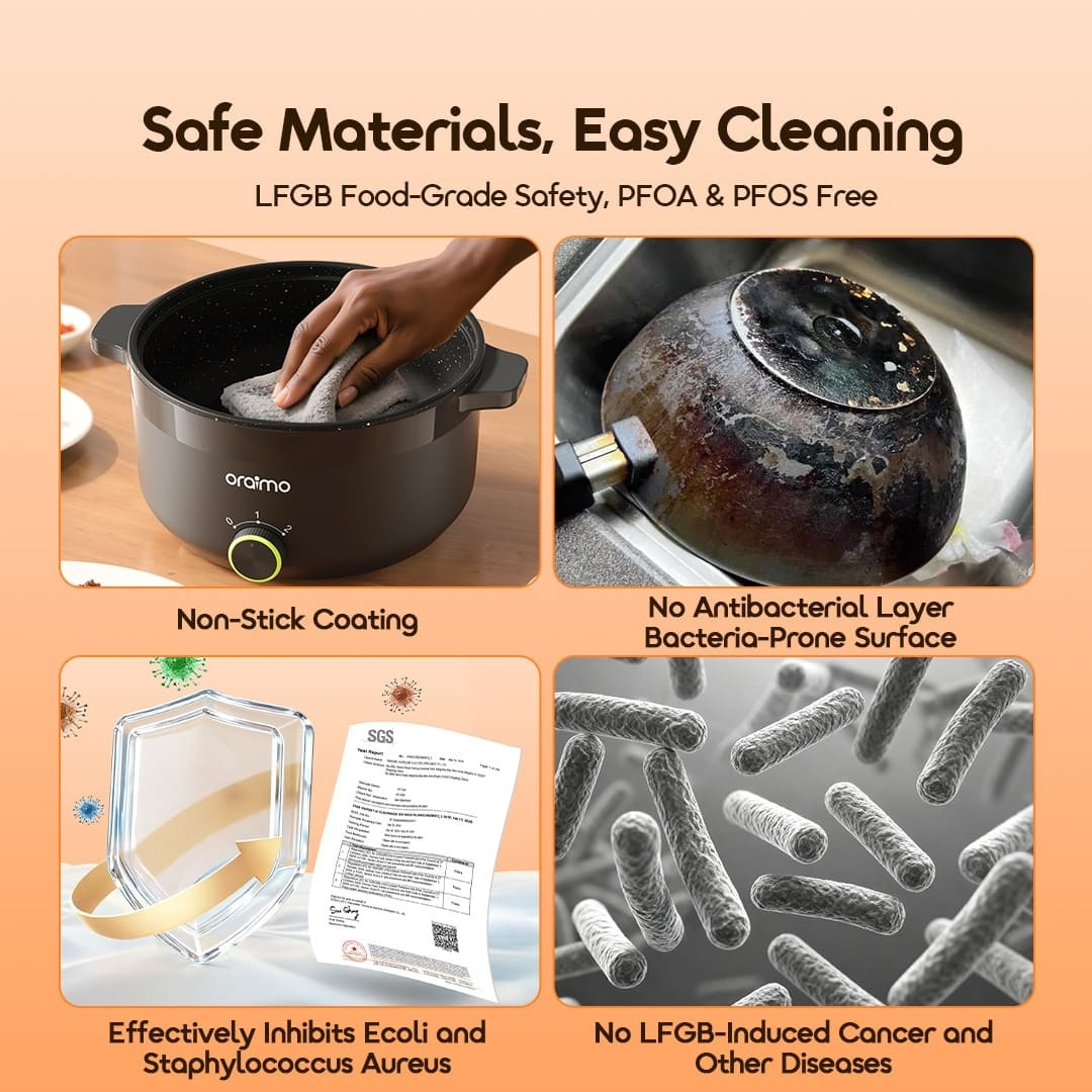 oraimo multi-functional electric cooker OHP-261A-5 safe materials