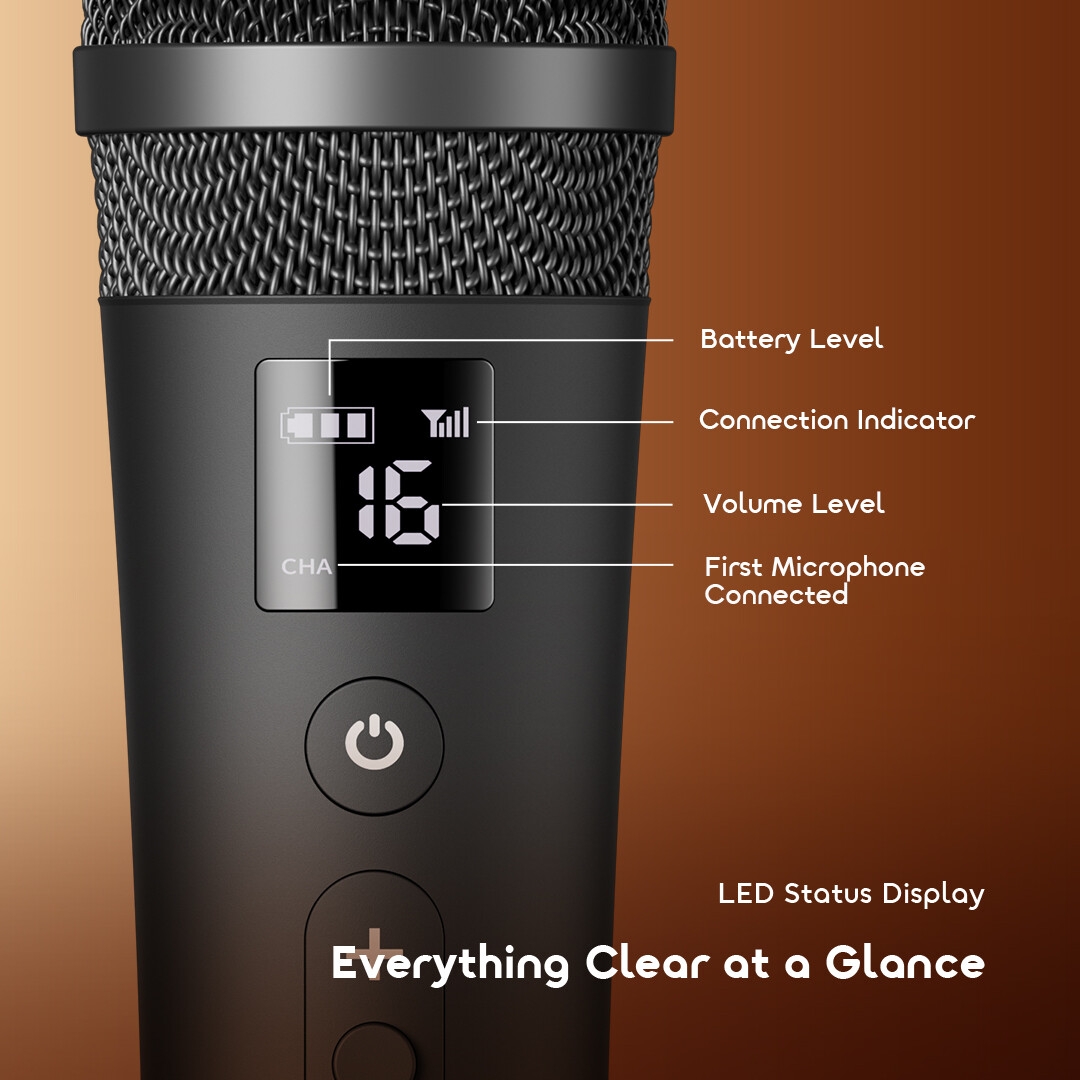 oraimo Wireless Microphone VoxMic OMH-692 6 LED Status Display