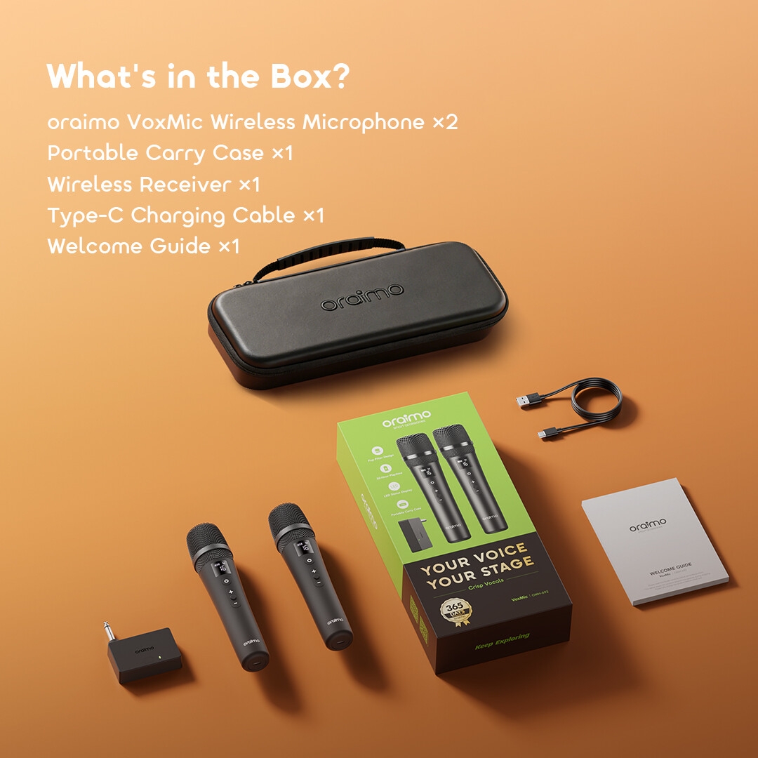 oraimo Wireless Microphone VoxMic OMH-692 10 What's in the Box